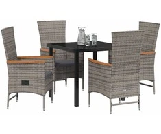 Lauko baldų komplektas Sodo valgomojo komplektas su pagalve 5 pcs Pilka