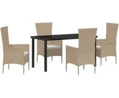 Lauko baldų komplektas Sodo valgomojo komplektas su pagalve 5 pcs Smėlio poliratanas