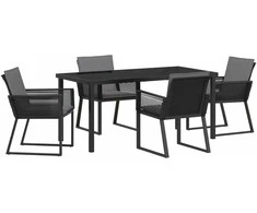 Lauko baldų komplektas Sodo valgomojo komplektas 5 pcs Juoda