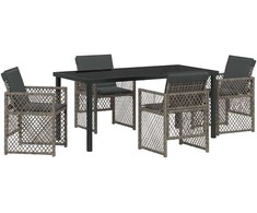 Lauko baldų komplektas Sodo valgomojo komplektas 5 pcs Pilka poliratanas