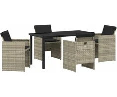 Lauko baldų komplektas Sodo valgomojo komplektas 5 pcs Šviesiai pilka poliratanas