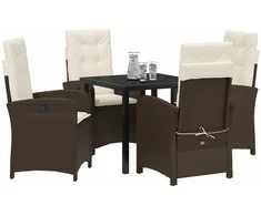 Lauko baldų komplektas Sodo valgomojo komplektas su pagalve 5 pcs Ruda poliratanas