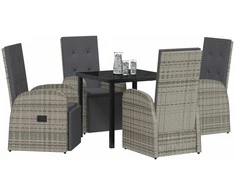 Lauko baldų komplektas Sodo valgomojo komplektas su pagalve 5 pcs Pilka poliratanas