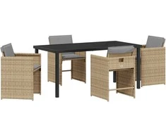 Lauko baldų komplektas Sodo valgomojo komplektas 5 pcs Smėlio poliratanas