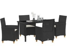Lauko baldų komplektas Sodo valgomojo komplektas 5 pcs Juoda poliratanas