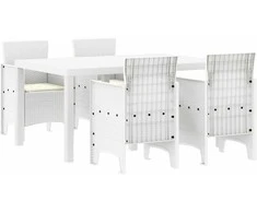 Lauko baldų komplektas Sodo valgomojo komplektas 5 pcs Balta Polt ratanas