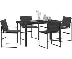 Sodo valgomojo komplektas 5 pcs Juoda 140 x 70 x 73 cm