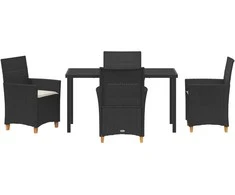 Lauko baldų komplektas Sodo valgomojo komplektas 5 pcs Juoda poliratanas