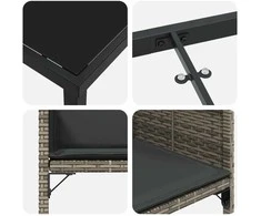 Lauko baldų komplektas Sodo valgomojo komplektas su pagalve 5 pcs Pilka poliratanas