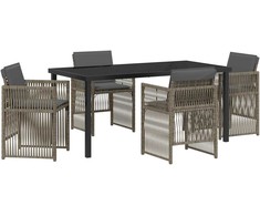 Lauko baldų komplektas Sodo valgomojo komplektas 5 pcs Pilka