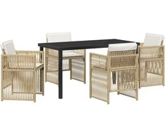Lauko baldų komplektas Sodo valgomojo komplektas 5 pcs Smėlio
