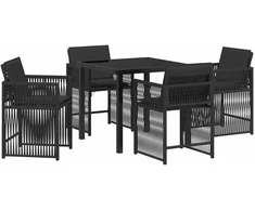 Lauko baldų komplektas Sodo valgomojo komplektas 5 pcs Juoda poliratanas