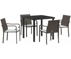 Lauko baldų komplektas Sodo valgomojo komplektas 5 pcs Ruda ir juoda PE ratanas