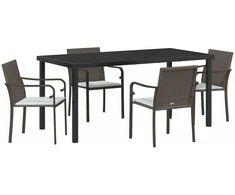 Lauko baldų komplektas Sodo valgomojo komplektas 5 pcs Ruda ir juoda PE ratanas