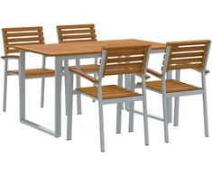 Lauko baldų komplektas Sodo valgomojo komplektas 5 pcs Pilka Kietos akacijos mediena