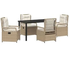 Lauko baldų komplektas Sodo valgomojo komplektas 5 pcs Bežė ir kreminė balta