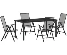 Lauko baldų komplektas Sodo valgomojo komplektas 5 pcs Antracitas
