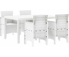 Lauko baldų komplektas Sodo valgomojo komplektas 5 pcs Balta Polt ratanas