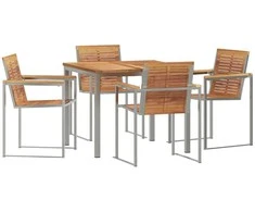 Lauko baldų komplektas Sodo valgomojo komplektas 5 pcs Ruda Kieto teka medžio
