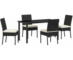 Lauko baldų komplektas Sodo valgomojo komplektas 5 pcs Juoda