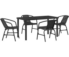 Lauko baldų komplektas Sodo valgomojo komplektas 5 pcs Juoda
