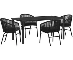 Lauko baldų komplektas Sodo valgomojo komplektas 5 pcs Juoda
