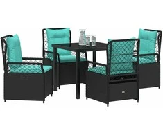 Lauko baldų komplektas Sodo valgomojo komplektas 5 pcs Juoda poliratanas