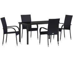 Lauko baldų komplektas Sodo valgomojo komplektas 5 pcs Juoda