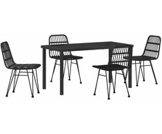 Lauko baldų komplektas Sodo valgomojo komplektas 5 pcs Juoda