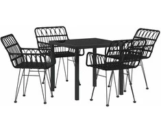 Lauko baldų komplektas Sodo valgomojo komplektas 5 pcs Juoda