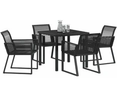 Lauko baldų komplektas Sodo valgomojo komplektas 5 pcs Juoda