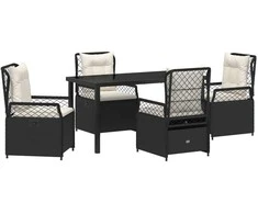 Lauko baldų komplektas Sodo valgomojo komplektas 5 pcs Juoda poliratanas