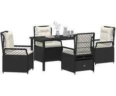 Lauko baldų komplektas Sodo valgomojo komplektas 5 pcs Juoda poliratanas