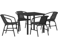 Lauko baldų komplektas Sodo valgomojo komplektas 5 pcs Juoda
