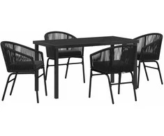 Lauko baldų komplektas Sodo valgomojo komplektas 5 pcs Juoda