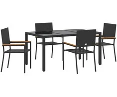 Sodo valgomojo komplektas 5 pcs Juoda poliratanas