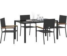 Sodo valgomojo komplektas 5 pcs Juoda poliratanas