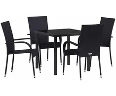 Lauko baldų komplektas Sodo valgomojo komplektas 5 pcs Juoda