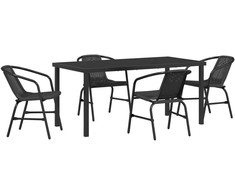 Lauko baldų komplektas Sodo valgomojo komplektas 5 pcs Juoda