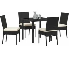 Lauko baldų komplektas Sodo valgomojo komplektas 5 pcs Juoda
