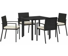Lauko baldų komplektas Sodo valgomojo komplektas 5 pcs Juoda