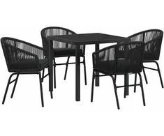 Lauko baldų komplektas Sodo valgomojo komplektas 5 pcs Juoda