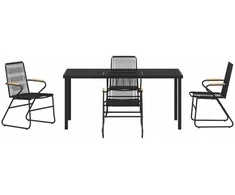 Lauko baldų komplektas Sodo valgomojo komplektas 5 pcs Juoda