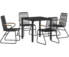Lauko baldų komplektas Sodo valgomojo komplektas 5 pcs Juoda