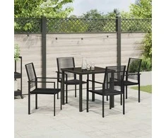 Lauko baldų komplektas Sodo valgomojo komplektas 5 pcs Juoda
