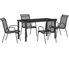 Lauko baldų komplektas Sodo valgomojo komplektas 5 pcs Juoda