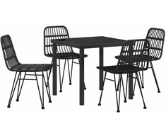 Lauko baldų komplektas Sodo valgomojo komplektas 5 pcs Juoda