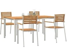 Lauko baldų komplektas Sodo valgomojo komplektas 5 pcs Ruda Kieto teka medžio