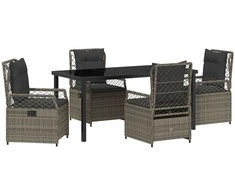 Lauko baldų komplektas Sodo valgomojo komplektas 5 pcs Pilka poliratanas