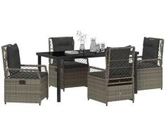Lauko baldų komplektas Sodo valgomojo komplektas 5 pcs Pilka poliratanas